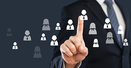 image of icons representing people in an organisation for the Interim Support section
